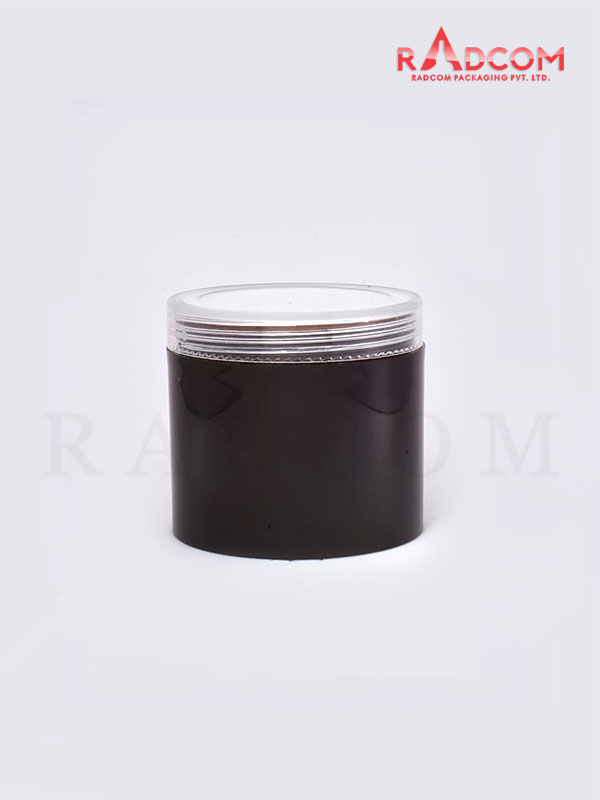 100 GM Amber SAN Cream Jar with Lid and Transparent ABS Cap